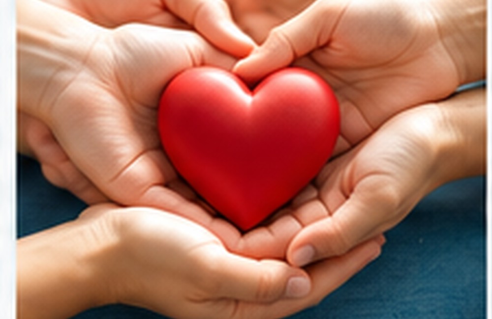Hands holding a heart representing community support